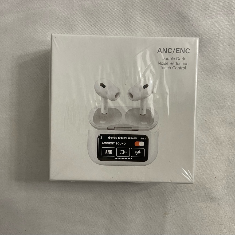 White Wireless Earbuds with Charging Case and LED Display NEW